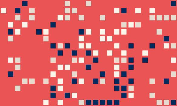 resumen píxel Arte antecedentes. vibrante coral fondo con dispersado Armada y blanquecino cuadrícula. ideal para tecnología, sitio web diseño, o moderno presentaciones vector