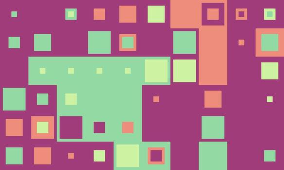 Abstract geometric artwork featuring pastel squares on a deep purple background. Ideal for modern design projects, presentations, and website backgrounds. vector