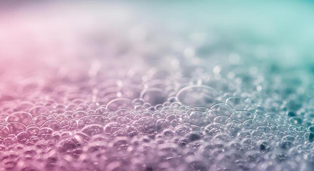 Close-up of soft pastel foam bubbles forming an abstract dreamy texture with artistic light and airy materials in a tranquil atmosphere photo