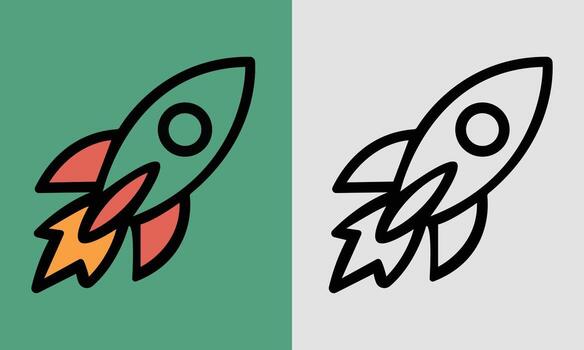 Colorful and Outline Rocket Icon Set for Startup and Space Projects vector