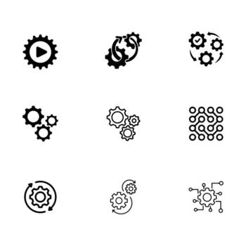 Process Settings icons set with whtite background vector