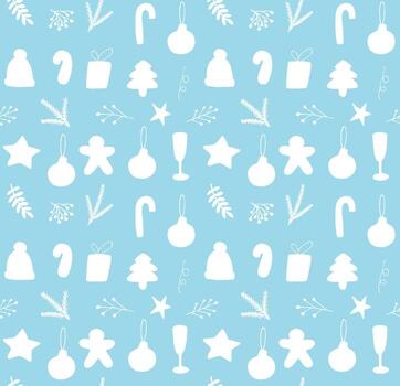 Seamless pattern of hand drawn doodle sketch Christmas new year elements isolated on background vector