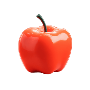 röd äpple i 3d plast Avsluta med mild spekulär slingor och djup rubin tona, med transparent bakgrund png