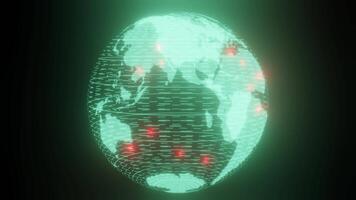 Blue planet with red dots alert background for new VJ loop video