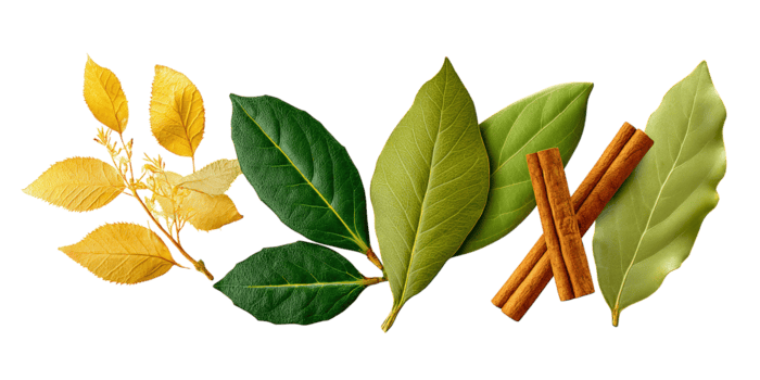 Spezia foglia trio visualizzazione delicato vena modelli e rustico colore miscela sotto morbido luce, isolato png