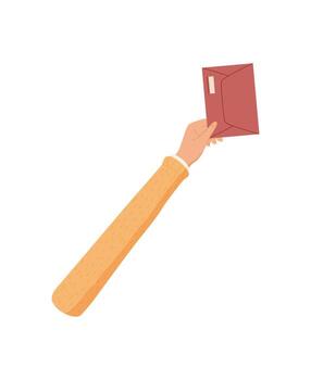 dibujos animados mano participación un sobre en aislado estilo. un claro símbolo de realimentación y revisión con comentario y mensaje ideas Perfecto para correo, comunicación, márketing visuales en vibrante dibujos animados gráfico vector