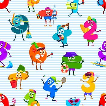 Math numbers and digits character seamless pattern vector