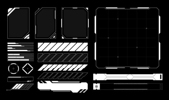 futurista hud ui elemento ilustración. conjunto cyberpunk tecnología recopilación. vector
