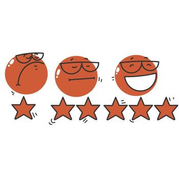 stars with a smiling face and a frowning face vector