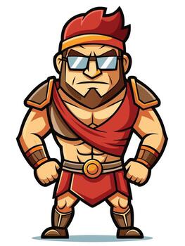Strong Gladiator Man Character in Armor vector