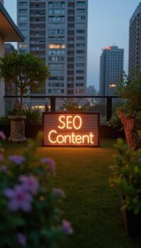Seo content sign on grass photo