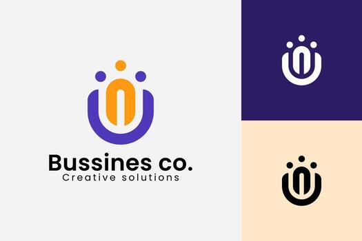 A modern abstract logo design featuring three human-like figures connected in a circular formation, representing unity, teamwork, and community vector