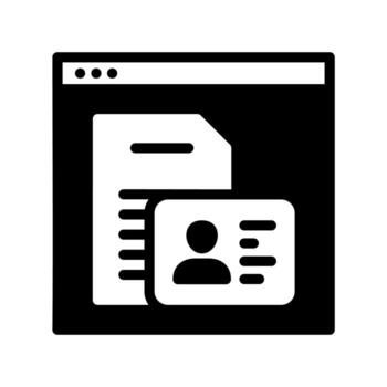 Online Identity Verification and Digital Document Submission, an ID Card and a Document in a Web Browser Window, Online Applications, and Resume Submission. vector