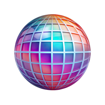 vivace 3d sfera con griglia modello e multicolore pendenza effetto su trasparente sfondo png