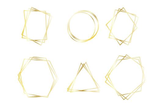Golden Geometric Frame Set Luxury Border Design Elements vector