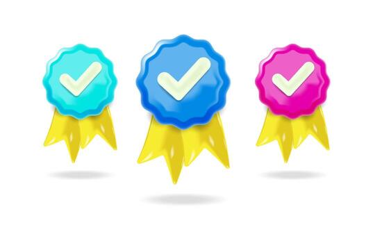 Certified Badge Icons Colorful Hexagon Verification Labels vector