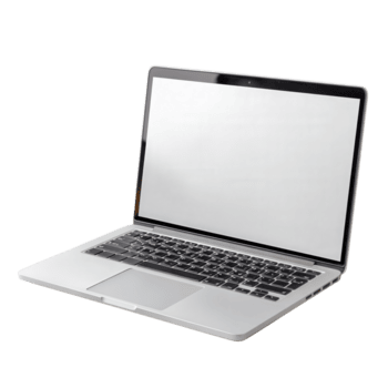 Sleek Silver Laptop with Empty Screen Ready for Presentation or Creative Work in Modern Workspace Setting png