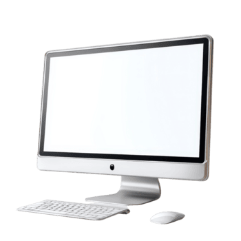 Modern Desktop Computer Setup with Empty Screen Ready for Displaying Content or Data Projects png