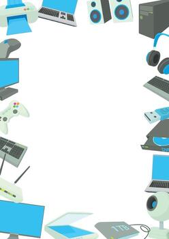 Modern technology icons framing a blank space, perfect for text or design vector