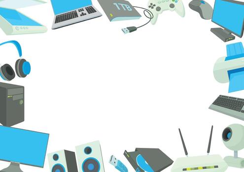 moderno tecnología dispositivos marco creando blanco antecedentes Copiar espacio vector