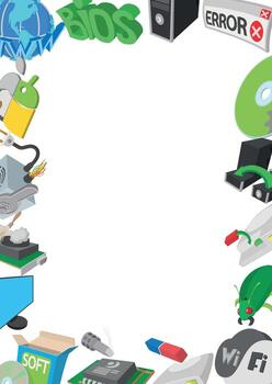 Computer repairing tools and software frame creating empty space vector