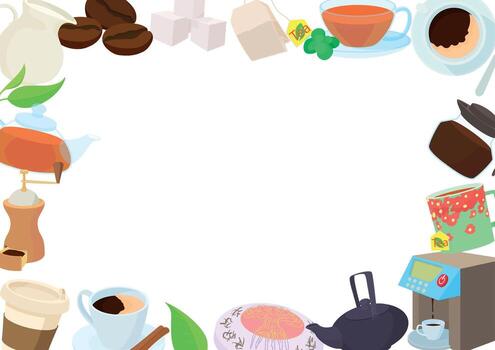 Coffee and tea frame creating a refreshing border vector