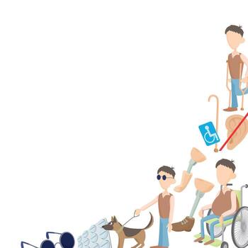 People using accessibility devices and living with disability vector