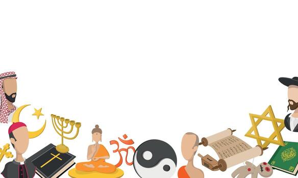 World religions and belief systems banner promoting unity and tolerance vector