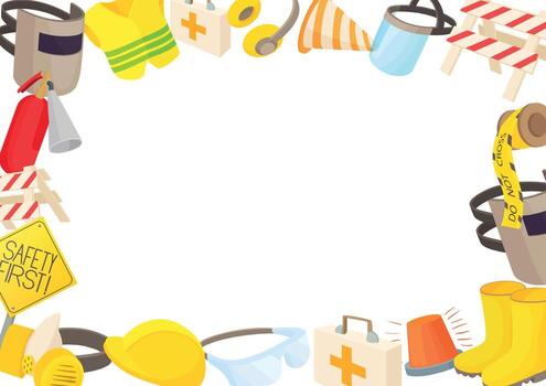 Workplace safety equipment framing empty space emphasizing importance of protection vector