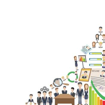 Business people working together and growing company using charts and data analysis vector