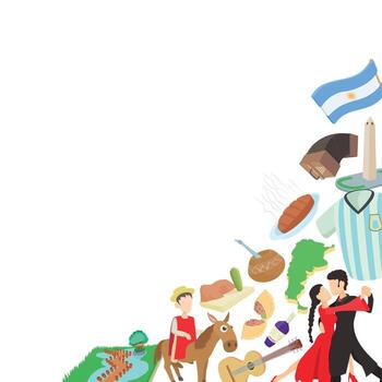 A poster with various people and objects around it vector