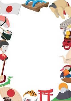 Japanese culture icons frame creating white blank space vector