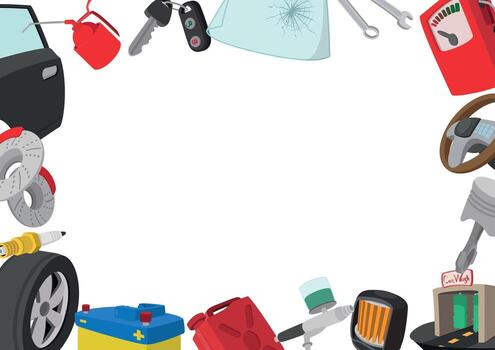 Car parts frame creating empty space for text vector