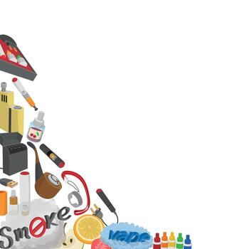 Smoking and vaping cartoon icons corner border with copy space vector