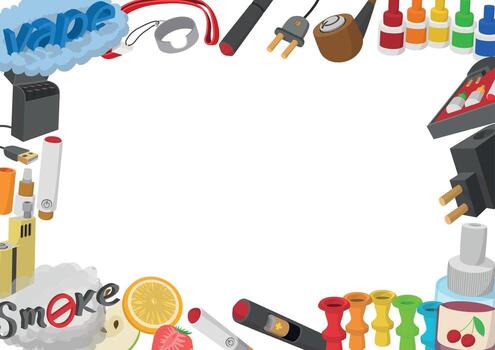 Smoking and vaping related accessories forming a frame with copy space vector