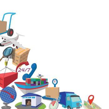 A group of different types of items are arranged in a circle vector