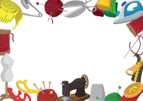 Sewing accessories forming frame with empty space for text vector