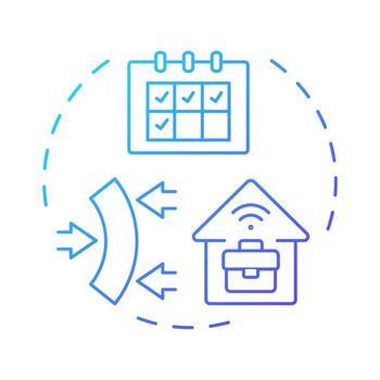 Flexible work schedules blue gradient concept icon. Monthly planner, calender. Remote employment. Round shape line illustration. Abstract idea. Graphic design. Easy to use in article, blog post vector