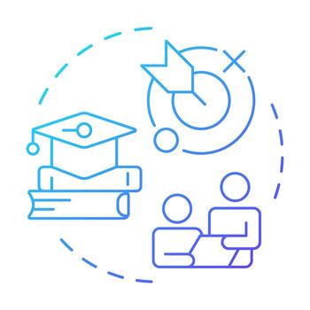 Purpose blue gradient concept icon. Professional knowledge, education. Teamwork, communication. Round shape line illustration. Abstract idea. Graphic design. Easy to use in article, blog post vector