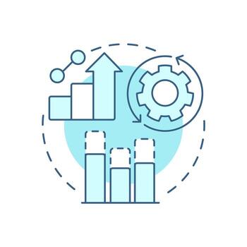 Performance gap analysis soft blue concept icon. Find inefficiencies, underperformance and process failures. Round shape line illustration. Abstract idea. Graphic design. Easy to use in blog post vector