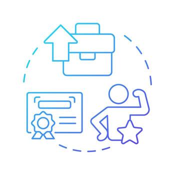 Development opportunities blue gradient concept icon. Employee growth, professional. Business career. Round shape line illustration. Abstract idea. Graphic design. Easy to use in article, blog post vector