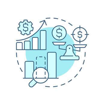 lucro brecha análisis suave azul concepto icono. medida diferencia Entre real y objetivo ingresos ventas. redondo forma línea ilustración. resumen idea. gráfico diseño. fácil a utilizar en Blog enviar vector