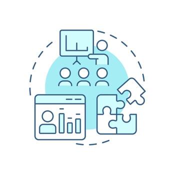 Skills gap analysis soft blue concept icon. HR teams aligning talent strategies. Organization development. Round shape line illustration. Abstract idea. Graphic design. Easy to use in blog post vector