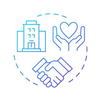 Organizational commitment blue gradient concept icon. Partnership, collaboration. Teamwork organization. Round shape line illustration. Abstract idea. Graphic design. Easy to use in article, blog post vector