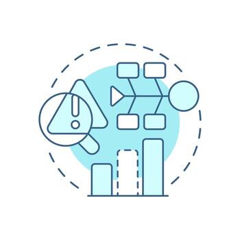 Fishbone diagram soft blue concept icon. Identify root causes of problem. Gap analysis tool. Business data. Round shape line illustration. Abstract idea. Graphic design. Easy to use in blog post vector