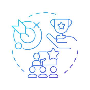 Employee motivation blue gradient concept icon. Target goal. Achievement, milestone. Meeting, teamwork. Round shape line illustration. Abstract idea. Graphic design. Easy to use in article, blog post vector