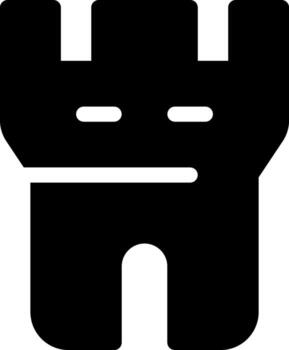 Castle tower glyph ui icon. Fortress defense. Medieval architecture, watchtower. Ancient building, protection. Black solid silhouette symbol . User interface element isolated, pixel perfect vector