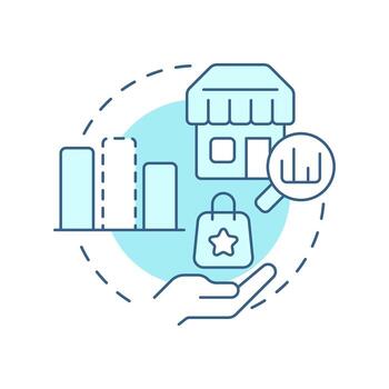 Market gap analysis soft blue concept icon. Identify unmet customer needs. Opportunities for new products. Round shape line illustration. Abstract idea. Graphic design. Easy to use in blog post vector