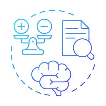 Cognitive blue gradient concept icon. Document verification, paperwork. Work life balance. Round shape line illustration. Abstract idea. Graphic design. Easy to use in article, blog post vector
