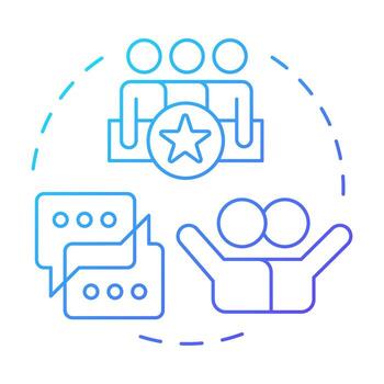 People at work blue gradient concept icon. Communication, teamwork. Workflow organization. Round shape line illustration. Abstract idea. Graphic design. Easy to use in article, blog post vector